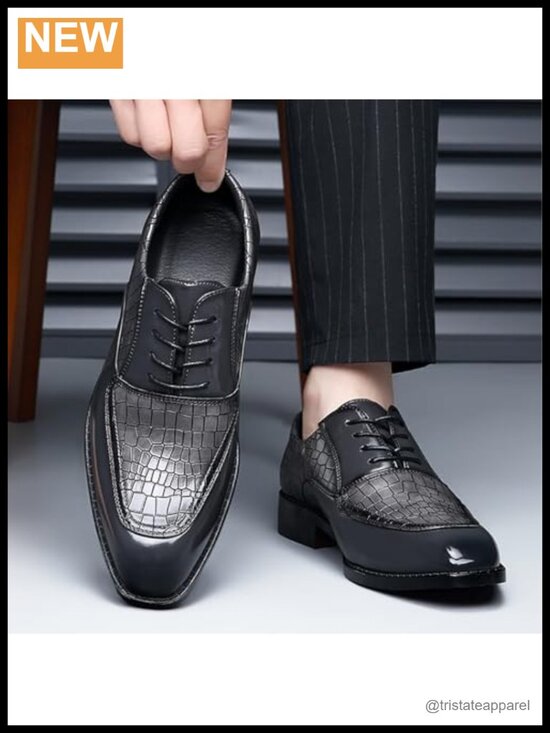 Premium Leather Men\'s Oxfords Derby Dress Shoes Lace Up Formal Business